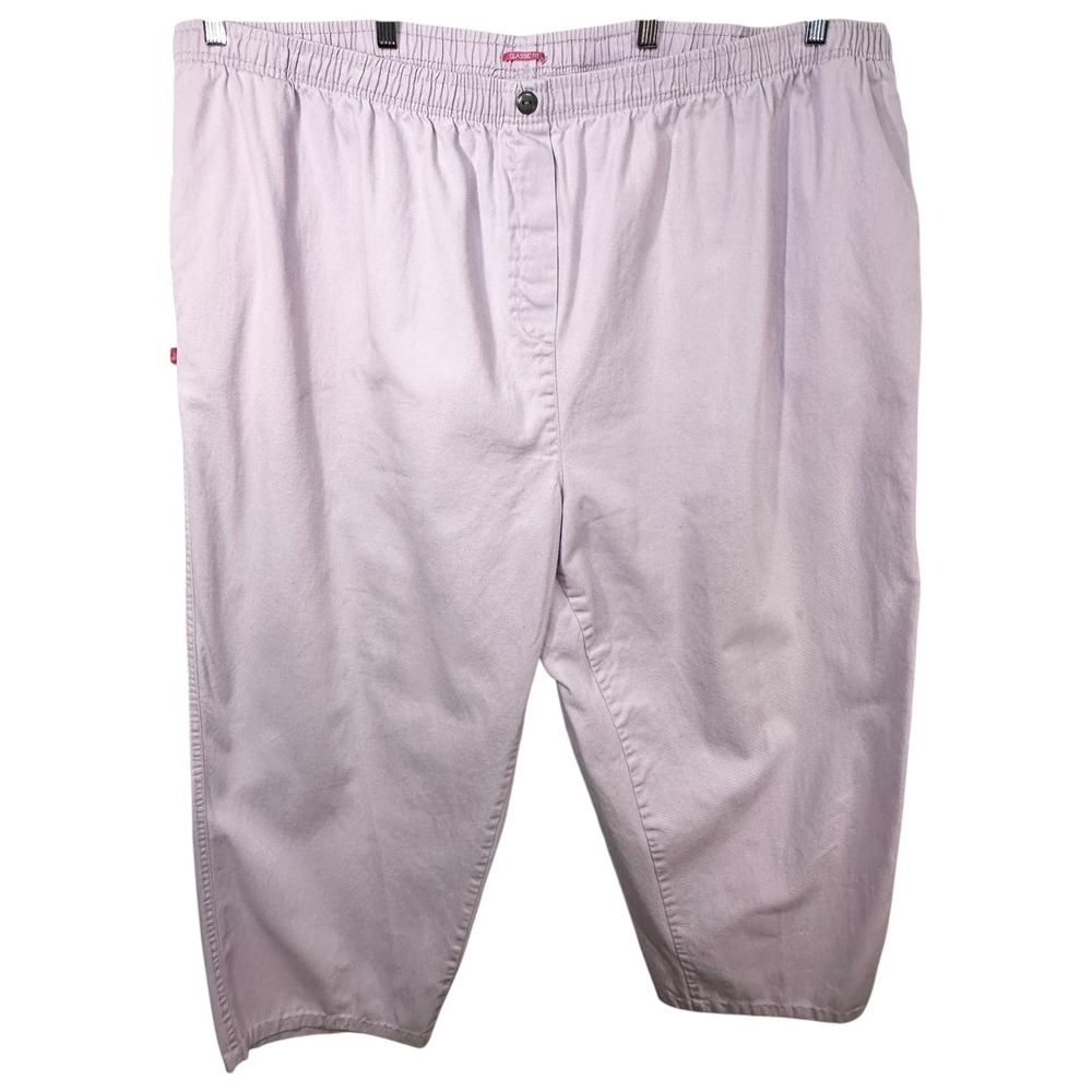 Woman Within Plus Size 36T Cropped Pants Capri Light Pink Cotton‎ Elastic 1620